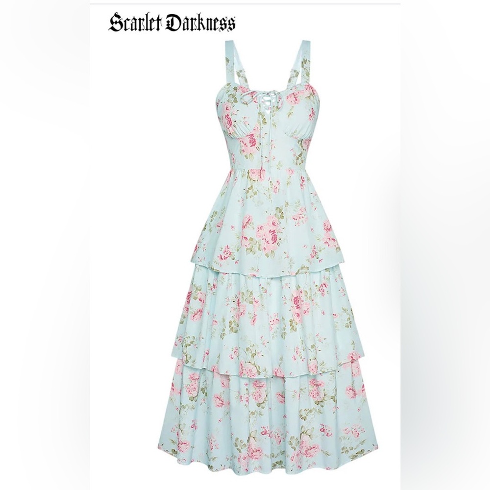 NEW with tags ✨ Scarlet Darkness! ❤️🖤 Summer Night Floral Wedding Guest Dress 👗